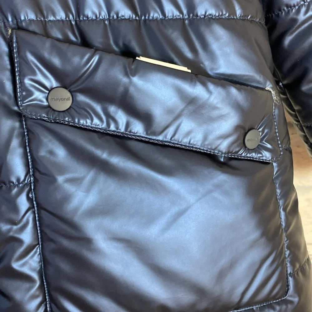 Mayoral blue metallic faux fur reversible jacket
